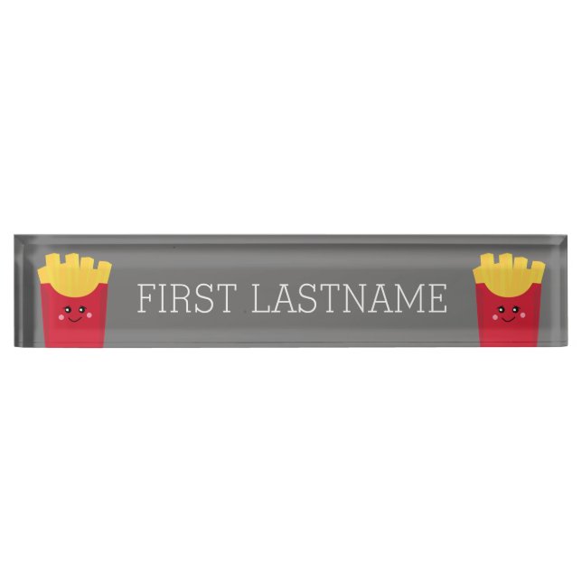 Cute Kawaii French Fries with Custom Name Name Plate (Front)
