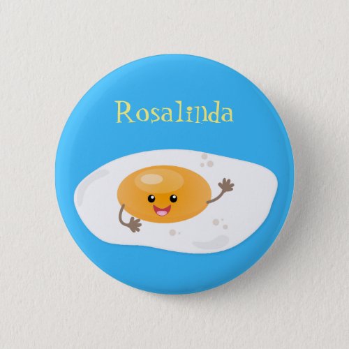 Cute kawaii fried egg cartoon illustration button