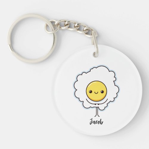 Cute kawaii fried egg keychain