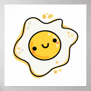 Cute Kawaii Fried Egg Poster