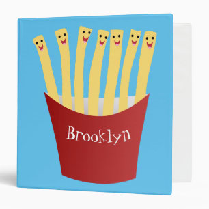 Cute kawaii fries fast food cartoon illustration 3 ring binder