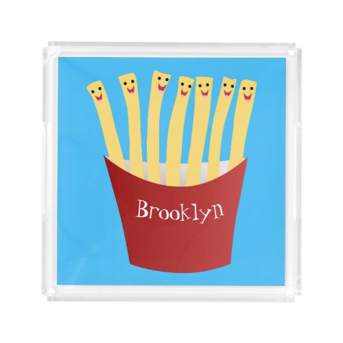 Cute kawaii fries fast food cartoon illustration acrylic tray