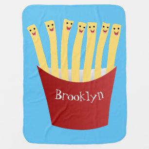 Cute kawaii fries fast food cartoon illustration baby blanket