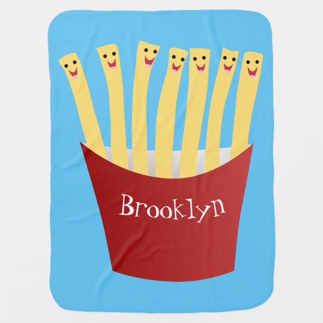Cute kawaii fries fast food cartoon illustration baby blanket (Front)