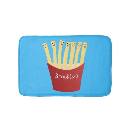 Cute kawaii fries fast food cartoon illustration bath mat