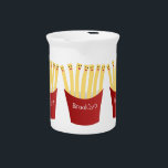 Cute kawaii fries fast food cartoon illustration beverage pitcher<br><div class="desc">Fun food time. Featuring our cute French fries characters in adorable cartoon style!</div>