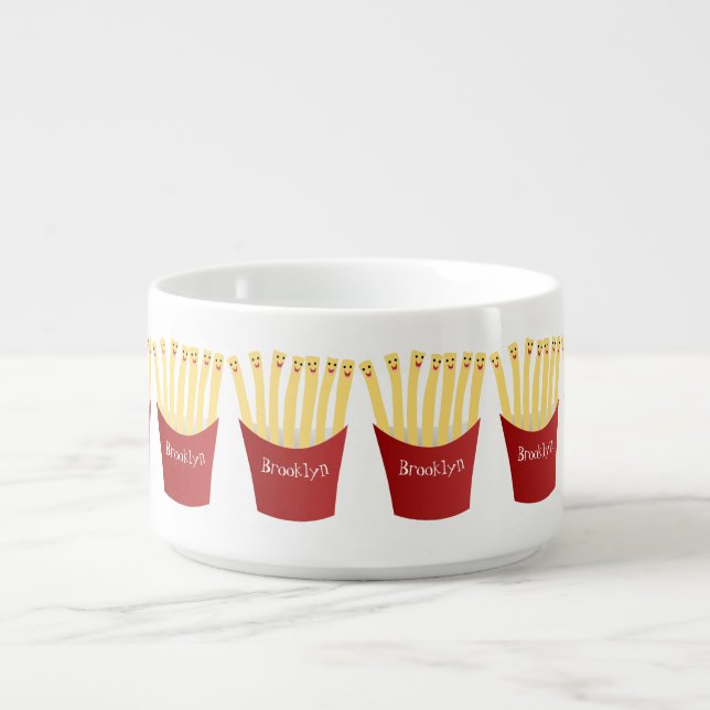 Cute kawaii fries fast food cartoon illustration bowl (Center)