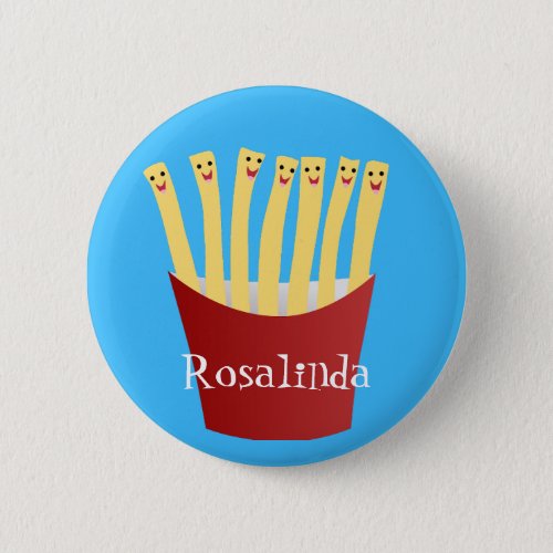 Cute kawaii fries fast food cartoon illustration button