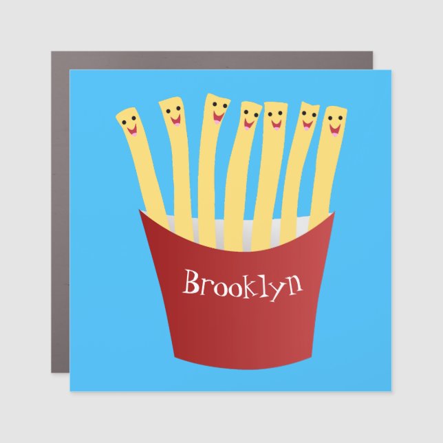 Cute kawaii fries fast food cartoon illustration car magnet (Front)