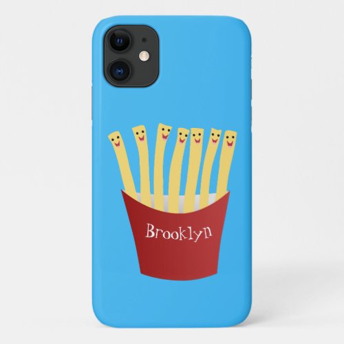 Cute kawaii fries fast food cartoon illustration iPhone 11 case