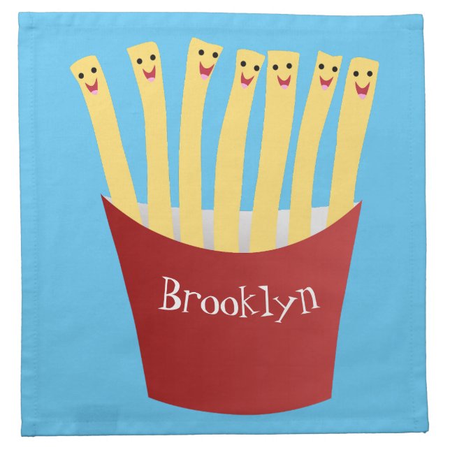 Cute kawaii fries fast food cartoon illustration cloth napkin (Front)