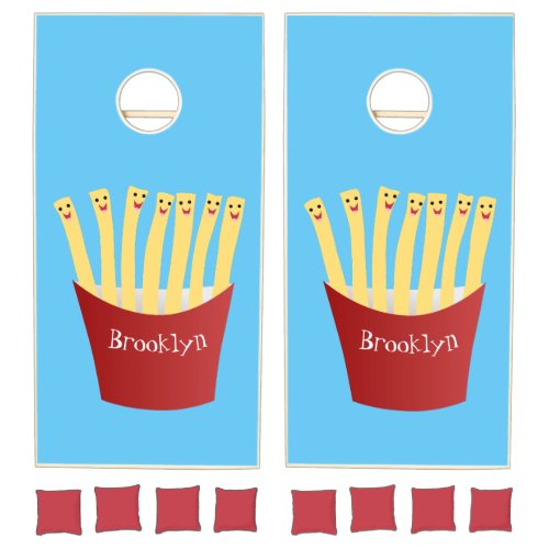 Cute kawaii fries fast food cartoon illustration cornhole set