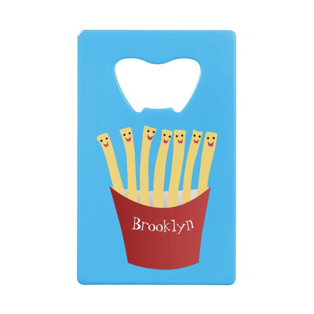 Cute kawaii fries fast food cartoon illustration credit card bottle opener (Front)