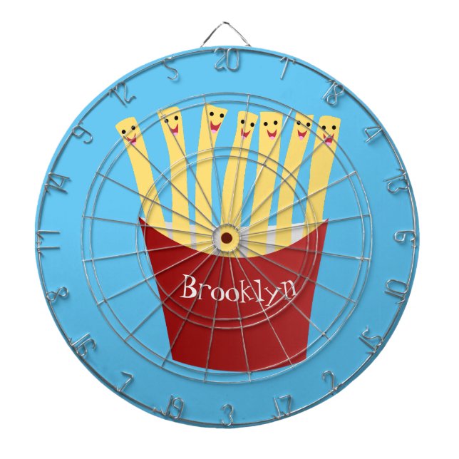 Cute kawaii fries fast food cartoon illustration dart board (Front)