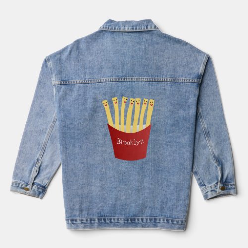 Cute kawaii fries fast food cartoon illustration denim jacket