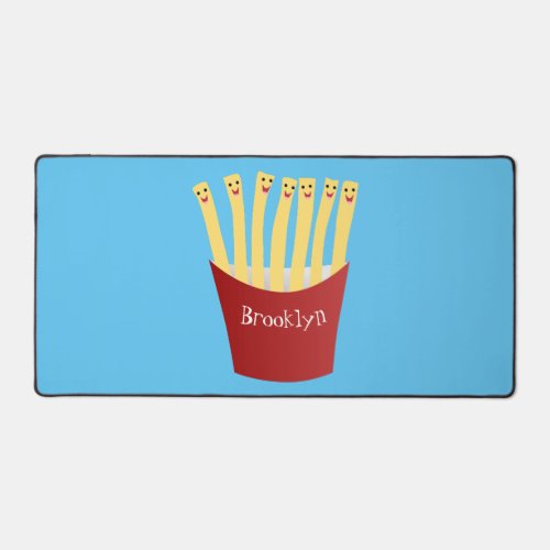 Cute kawaii fries fast food cartoon illustration desk mat