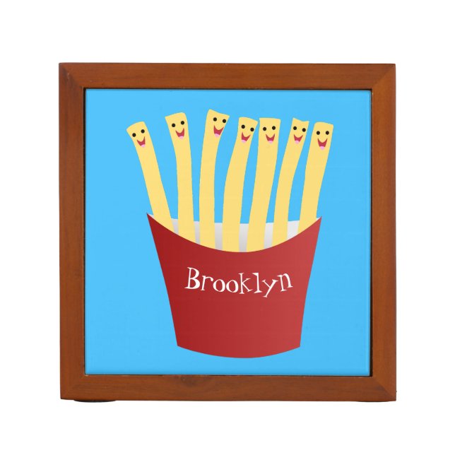 Cute kawaii fries fast food cartoon illustration desk organizer (Front)