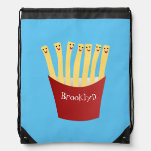 Cute kawaii fries fast food cartoon illustration drawstring bag