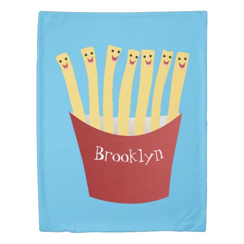 Cute kawaii fries fast food cartoon illustration duvet cover