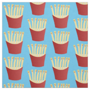 Cute kawaii fries fast food cartoon illustration fabric