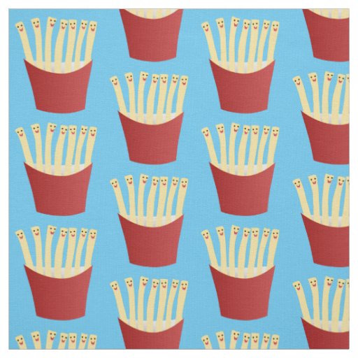 Cute kawaii fries fast food cartoon illustration fabric