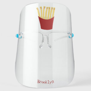 Cute kawaii fries fast food cartoon illustration face shield