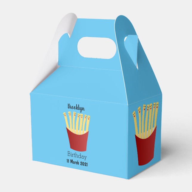 Cute kawaii fries fast food cartoon illustration  favor boxes (Front Side)