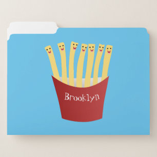 Cute kawaii fries fast food cartoon illustration file folder