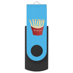 Cute kawaii fries fast food cartoon illustration flash drive