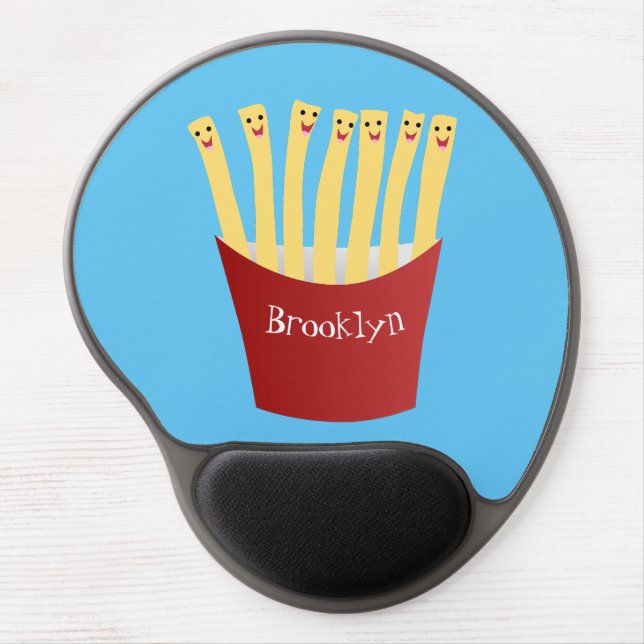 Cute kawaii fries fast food cartoon illustration gel mouse pad (Front)