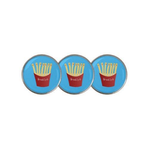 Cute kawaii fries fast food cartoon illustration golf ball marker