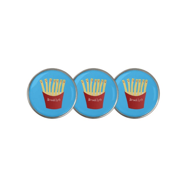 Cute kawaii fries fast food cartoon illustration golf ball marker (3 Up)