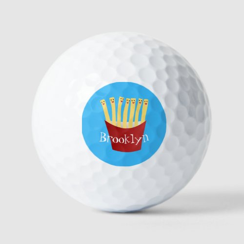 Cute kawaii fries fast food cartoon illustration golf balls