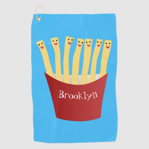 Cute kawaii fries fast food cartoon illustration golf towel