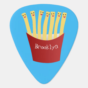 Cute kawaii fries fast food cartoon illustration guitar pick