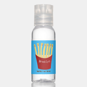 Cute kawaii fries fast food cartoon illustration hand sanitizer