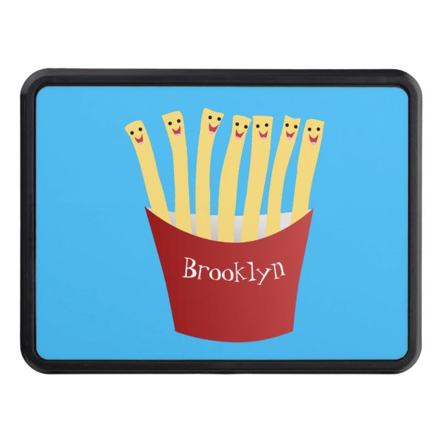 Cute kawaii fries fast food cartoon illustration hitch cover (Front)
