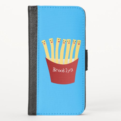 Cute kawaii fries fast food cartoon illustration iPhone x wallet case