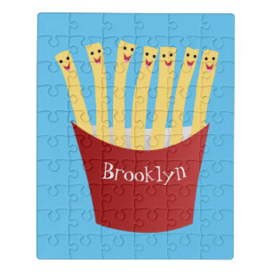 Cute kawaii fries fast food cartoon illustration jigsaw puzzle
