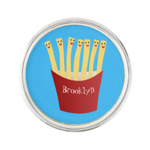 Cute kawaii fries fast food cartoon illustration lapel pin