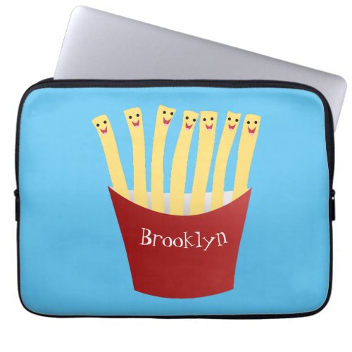 Cute kawaii fries fast food cartoon illustration laptop sleeve