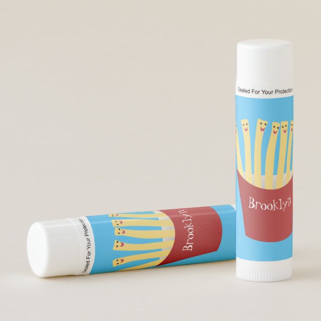 Cute kawaii fries fast food cartoon illustration lip balm (Front)