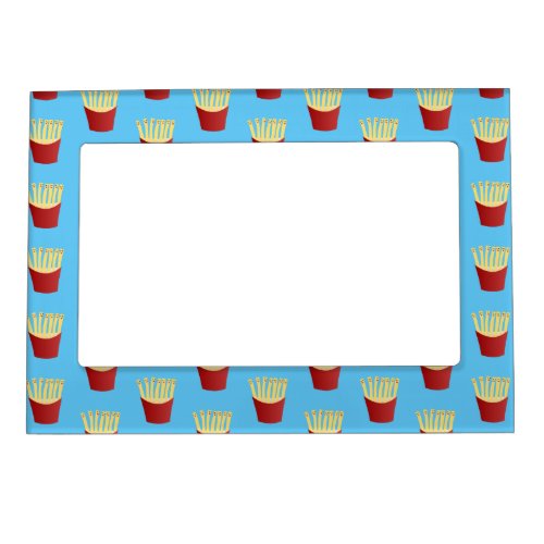 Cute kawaii fries fast food cartoon illustration magnetic frame