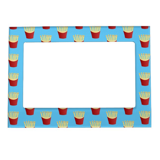 Cute kawaii fries fast food cartoon illustration magnetic frame (Front)