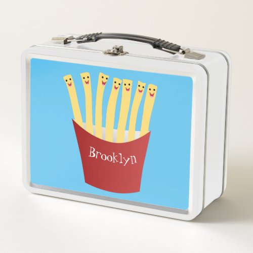 Cute kawaii fries fast food cartoon illustration metal lunch box