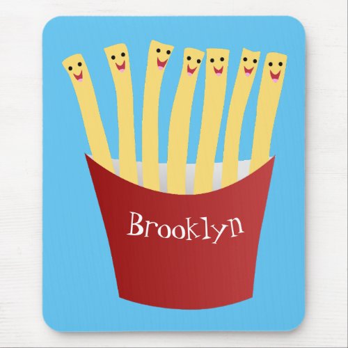 Cute kawaii fries fast food cartoon illustration mouse pad