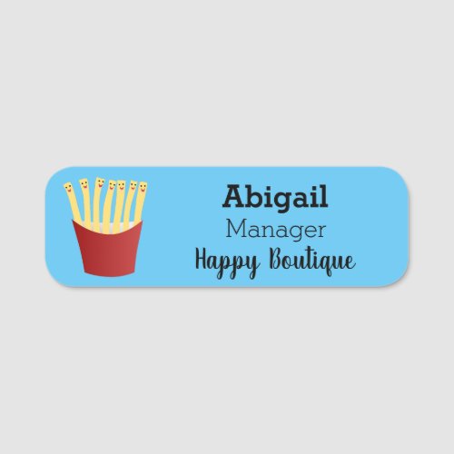 Cute kawaii fries fast food cartoon illustration  name tag