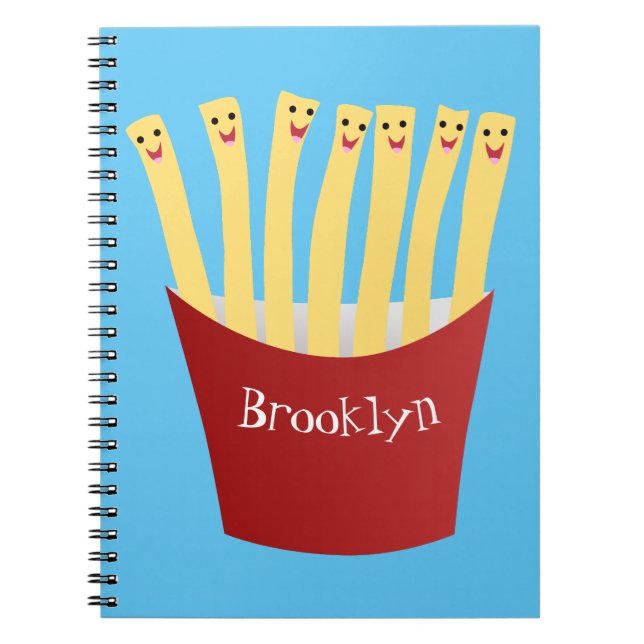 Cute kawaii fries fast food cartoon illustration notebook (Front)