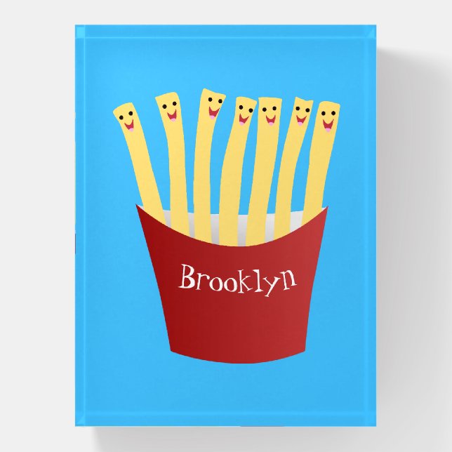 Cute kawaii fries fast food cartoon illustration paperweight (Vertical)
