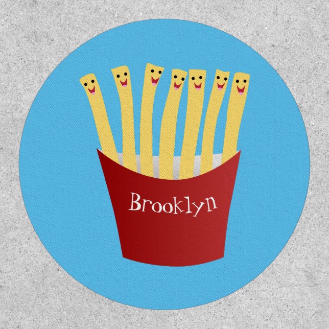 Cute kawaii fries fast food cartoon illustration patch (Front)